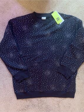 all in motion Black Crewneck with Small White Dot Print